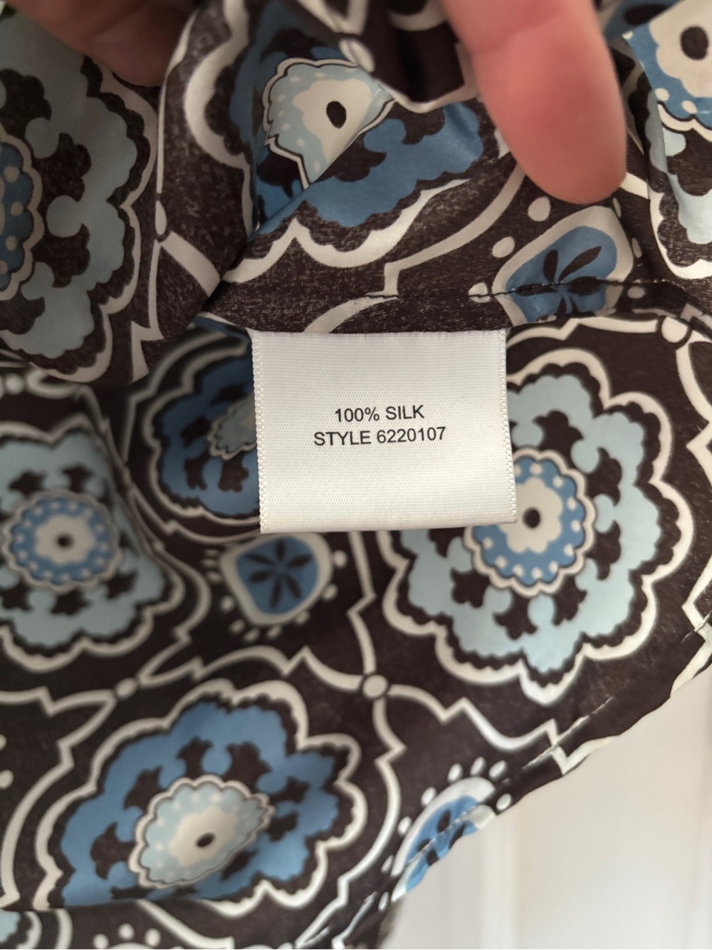 Tory Burch Silk Triple Tie Blouse Moroccan Print Brown Blue Size 2 - Picture 14 of 15